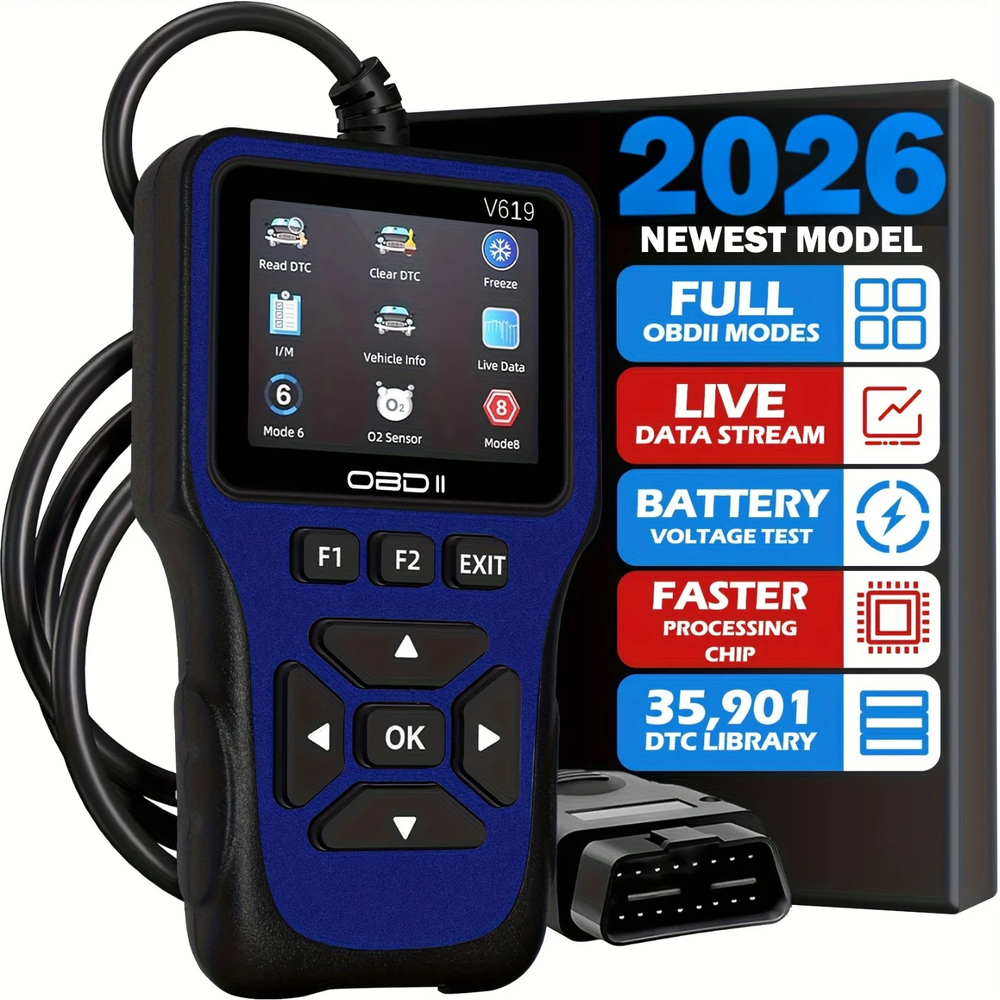 V619 Auto-Diagnosegerät Kfz-OBD2-Scanner für Motorkontrolle mit Farbbildschirm 2026 – Detail 9