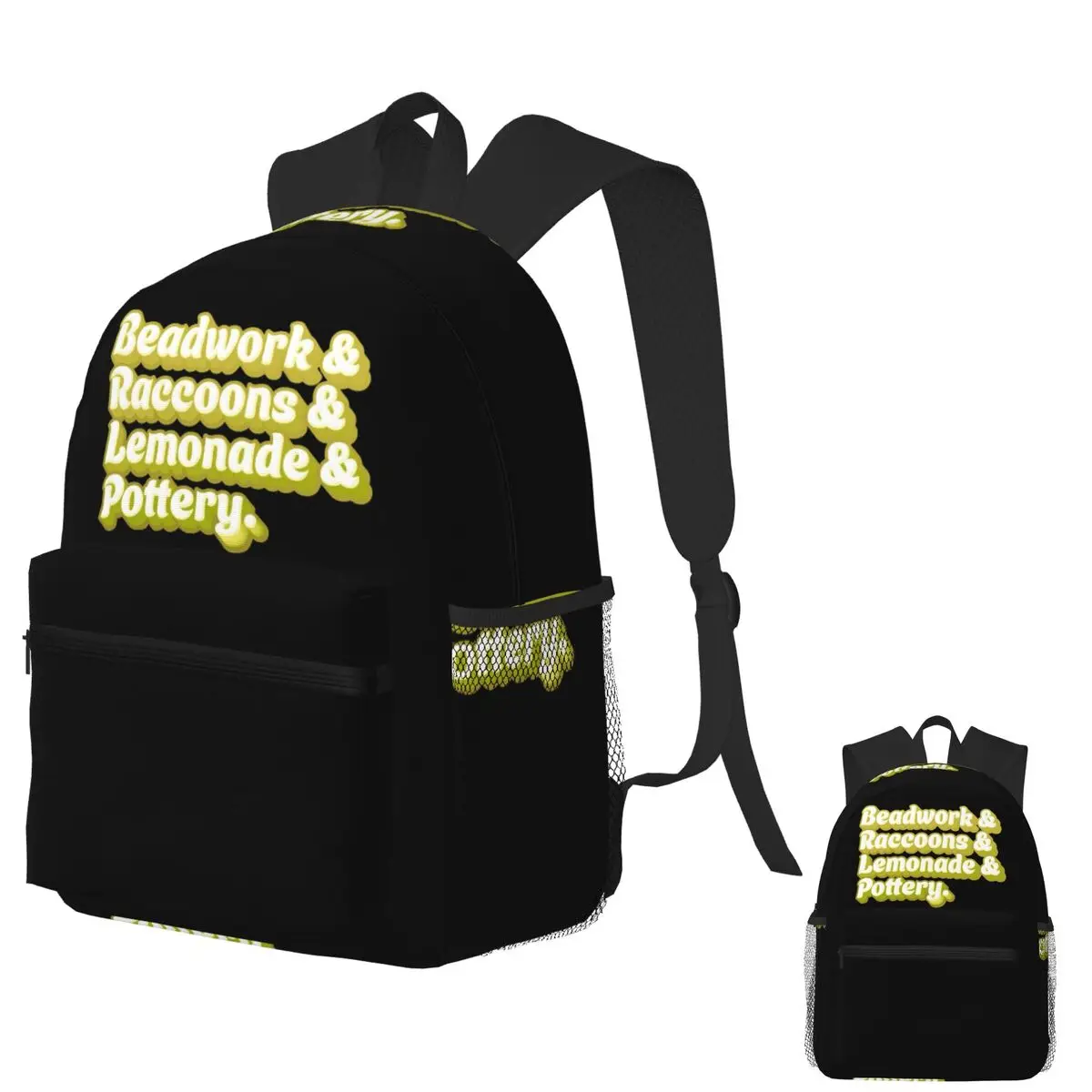 

Beadwork And Raccoons And Lemonade And Pottery Student Backpack School Bag Daypack for Boys Girls Fashion Bookbag Shoulder Bags