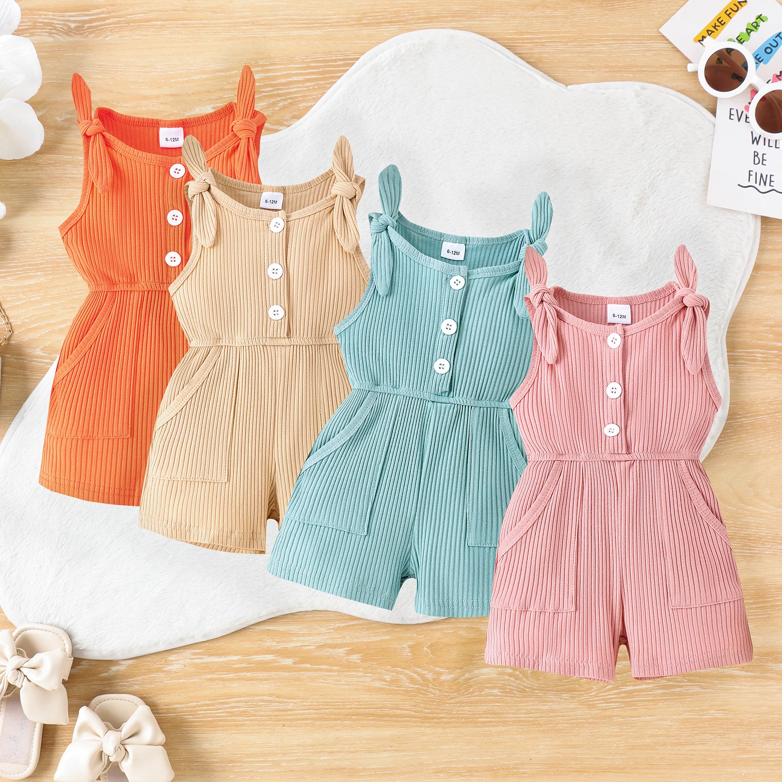 Summer 0-4 Years Old Baby Girls Baby Soft And Comfortable Simple Beautiful Multi-Color Pit Strip Vest Onesie