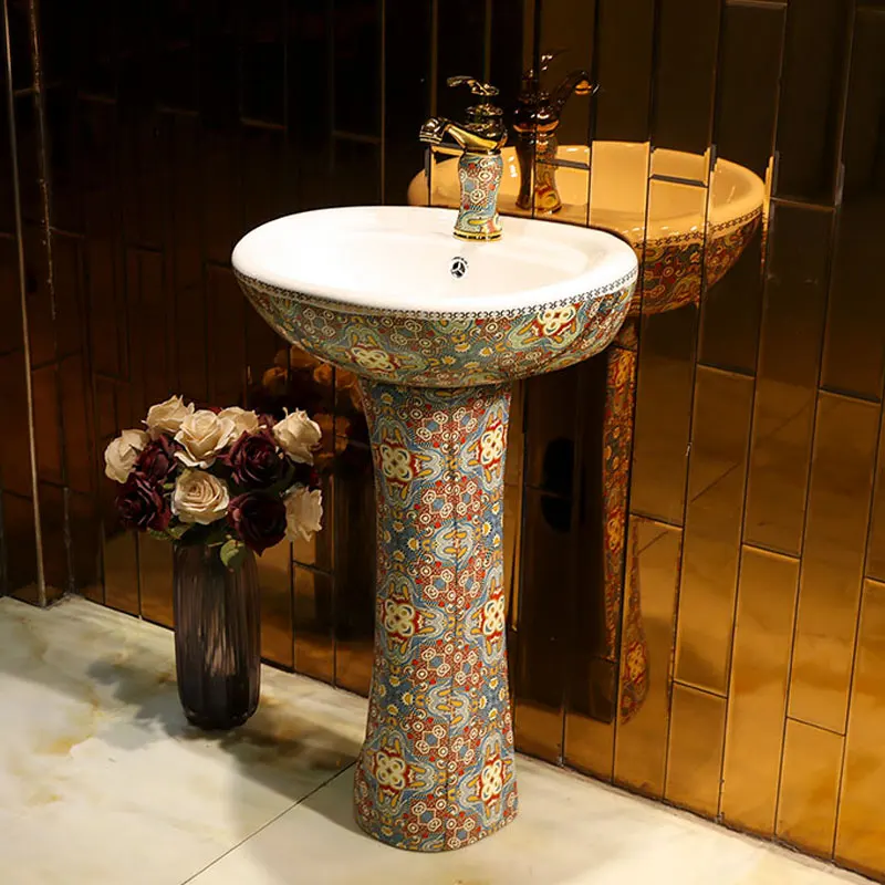 Ceramic column type washbasin, vertical washbasin, integrated column basin, pedestal basin, floor standing