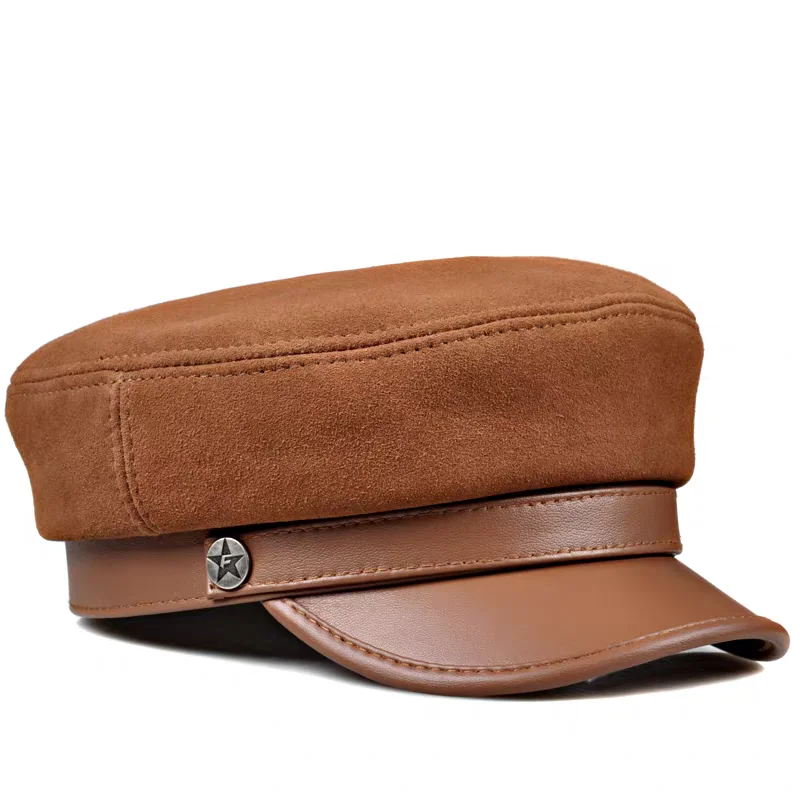 レザーフラットキャップ春秋スタイル韓国英国学生帽子カモノハシキャップ薄型モデルカジュアルファッション男性と女性用