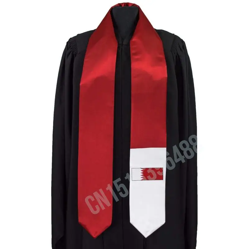 Bahrain Flag Scarf Top Print Graduation Sash Stole International Study Abroad Adult Unisex Party Accessory