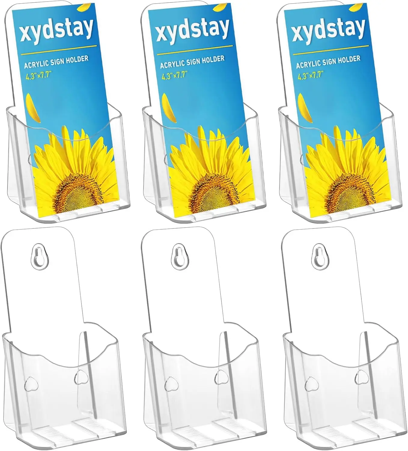 

Acrylic Brochure Holder 4x9 Inches Clear Display Stand Plastic Table Sign Pamphlet Flyer Display 6 Pack