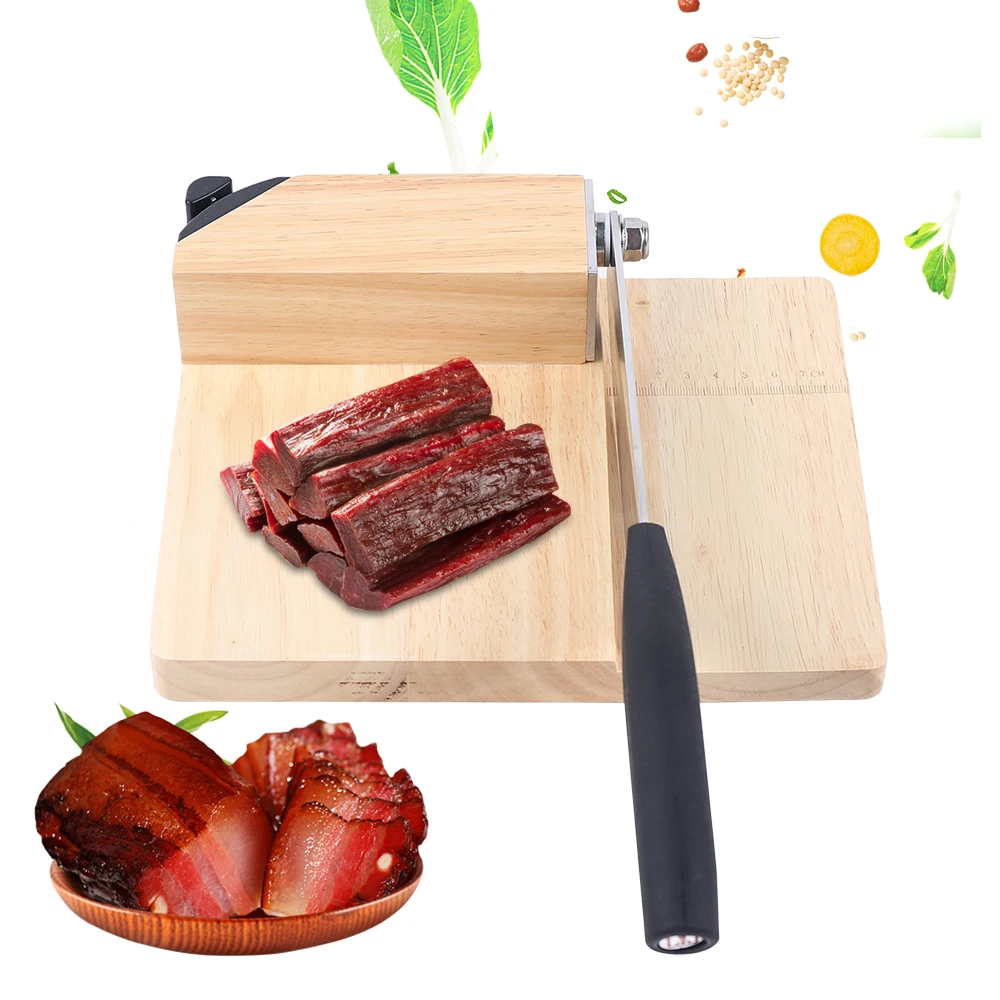 Biltong Cutter Biltong & Jerky Slicer + Oak Cutting Board Household Wooden Seat Guillotine