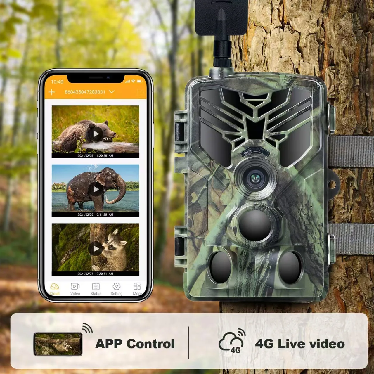 4G 30MP Outdoor Infrared Hunting Camera with APP Control 4K Live Video Stream Cloud Service FTP SMTP HC-810Pro