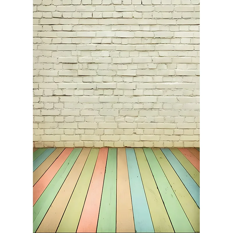 SHUOZHIKE-Parede de tijolos e piso de madeira Tema Fotografia Backdrops, Props Retrato, Children's Home Photo Studio Background, QY-81