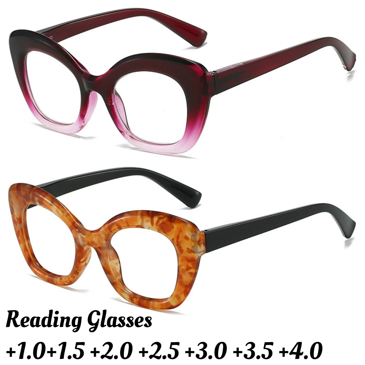 

Luxury Oversized Frame Presbyopia Glasses with Diopter Finished Prescription Reading Eyewear Retro Optical Spectacle Eyeglasses
