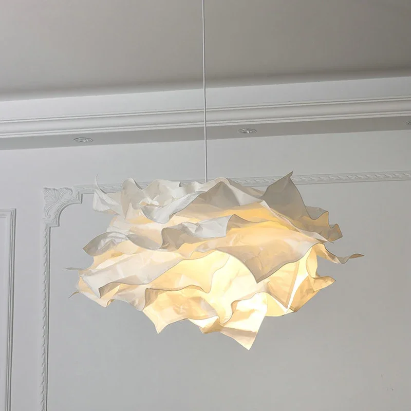 LED Handmade DIY Pendant Lamps for Restaurant Cloth Shop Lighting White Paper Hanging Light for Ceiling Luminaire E27