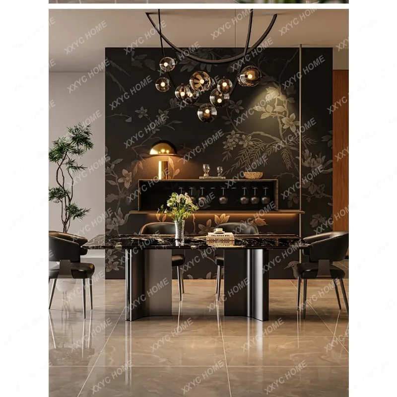 XXnatural luxury stone marble dining table  simple high-end dining table