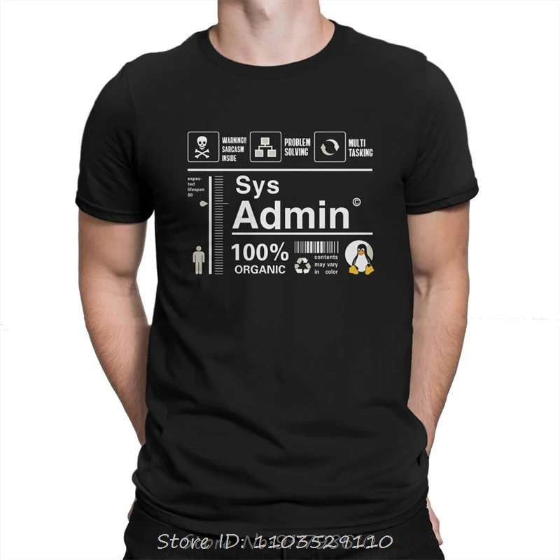 Linux Kit Infographic Sys Admin Penguin Hipster Computer Cpu Core Men  Streetwear Oversized Polyester tops tees Fitness t-shirt