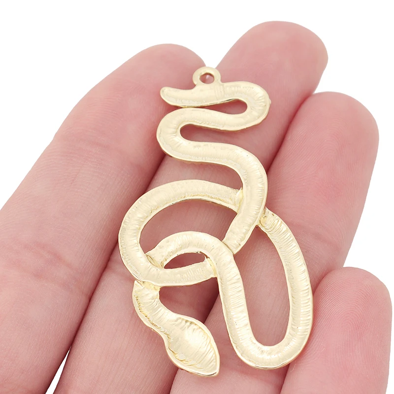 4 x Gold Color Metal Python Snake Charms Pendants for Necklace DIY Jewelry Making Accessories 54x27mm