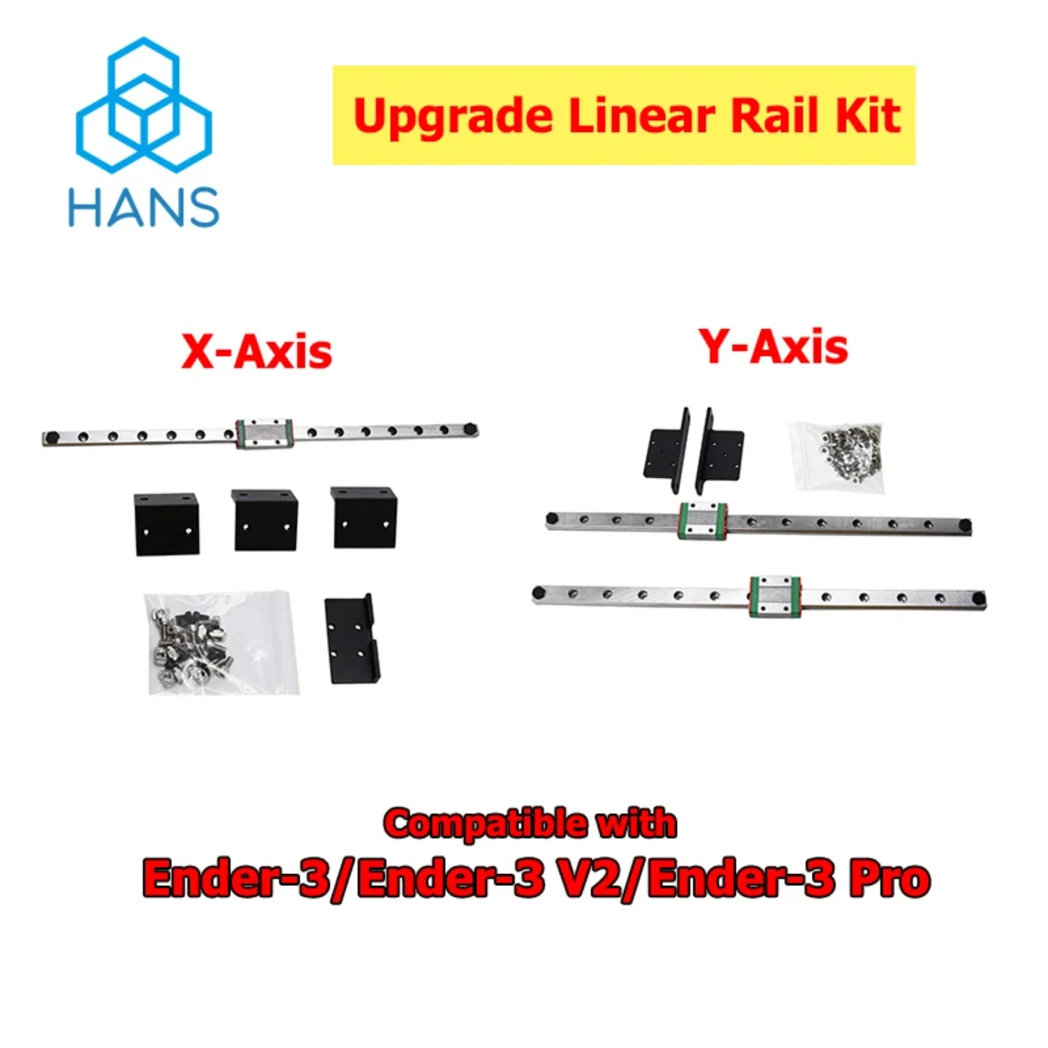 

Обновление -3/V2/Pro X Axis MGN9H Комплект линейных направляющих 315 мм Ось Y Двойной комплект линейных направляющих Линейный мод Детали 3D-принтера