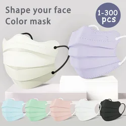 1-100pcs โDisposable Face Mask Individually Wrapped 3 Layer Morandi Color Protective Anti Dust Face Cover Fashion Shape Design M
