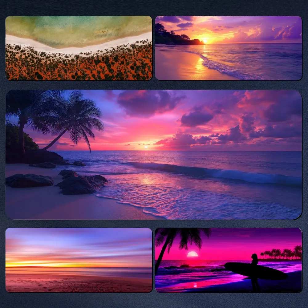 Beach Mousepad Large Gaming Mouse Pad LockEdge Thickened Computer Keyboard Table Desk Mat