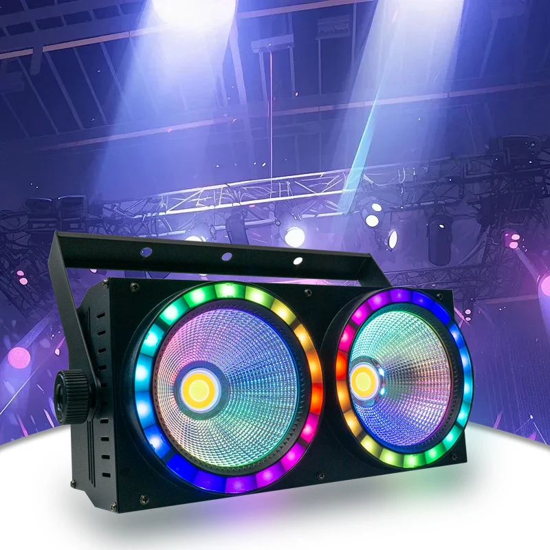 

NEW 2eyes High Power 200W LED COB audience light With RGB strip 2IN1 DMX Stage Effect Blinder Cool Warm White DJ Stage Lighting