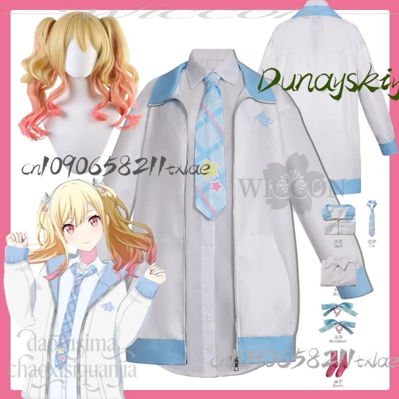 

Cos Store Leo/need Tenma Saki Project Sekai Cosplay Kawaii White Blue Coat Jacket Cute Lovely Tie JK Jirai Kei Girls Halloween