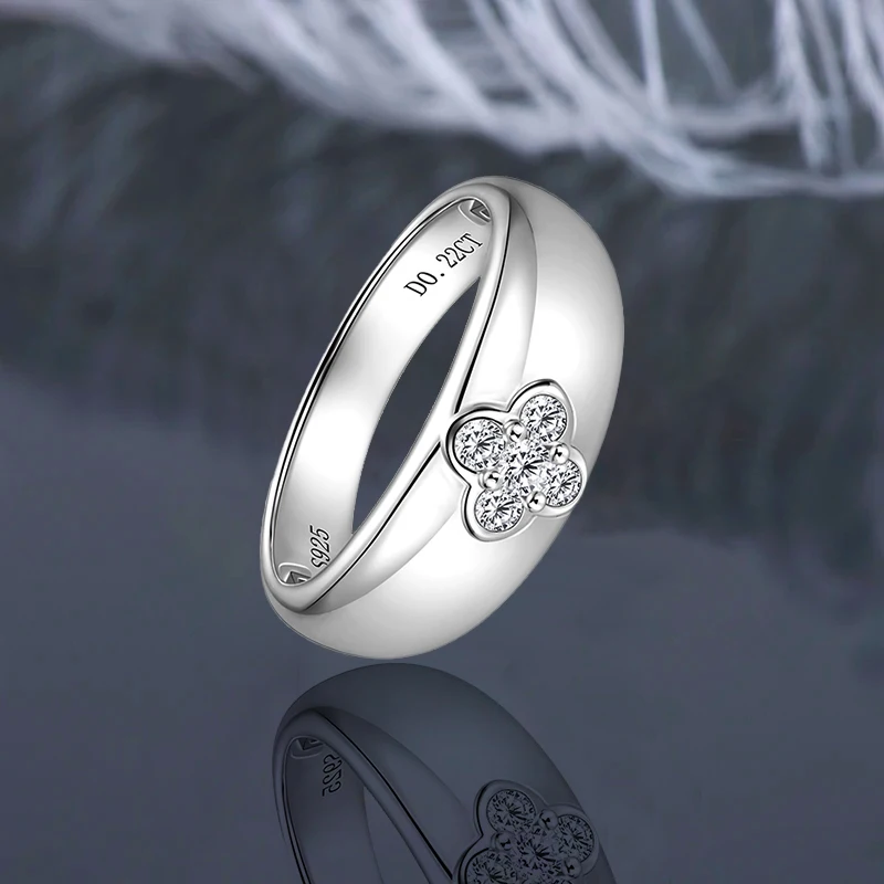 

Кольцо IOGOU D0.22CT vvs1 с муассанитом в форме цветка клевера для женщин, массивное широкое кольцо из серебра 925 пробы, оригинальное обручальное кольцо, ювелирное украшение для свадьбы и вечеринок