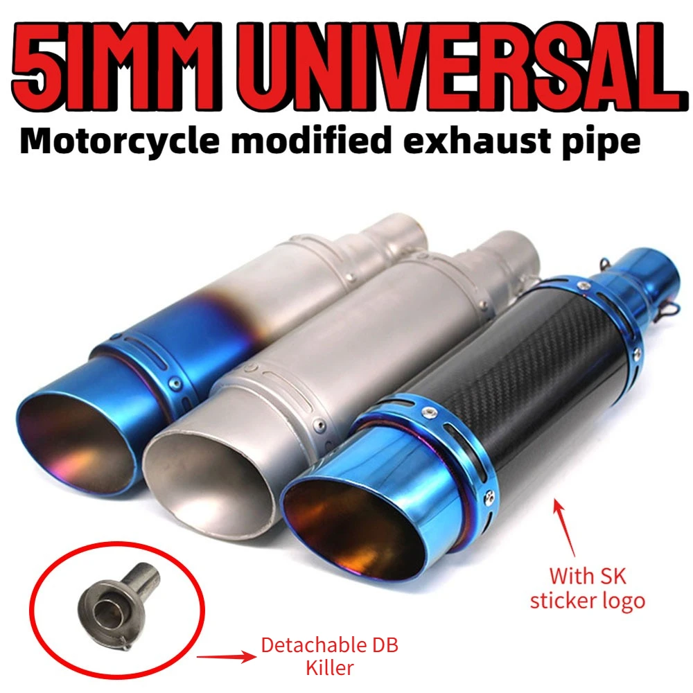 

51mm Universal Barrel Motorcycle Modified Exhaust Pipe Stainless Steel with DB Killer For Yamaha R3 R1 R6 Duke390 Hornet 600