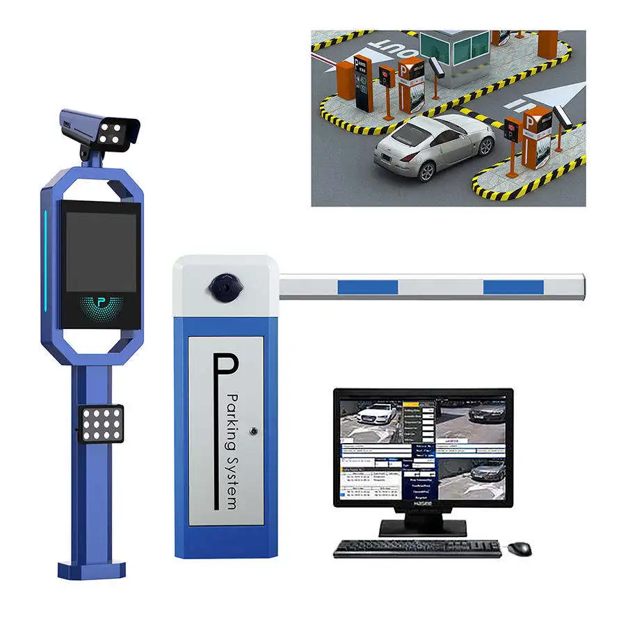 Highway Road Traffic Parking Lot RFID Card Dispenser Ticketing Payment Kiosk LPR Camera Boom Barrier Gate Parking System