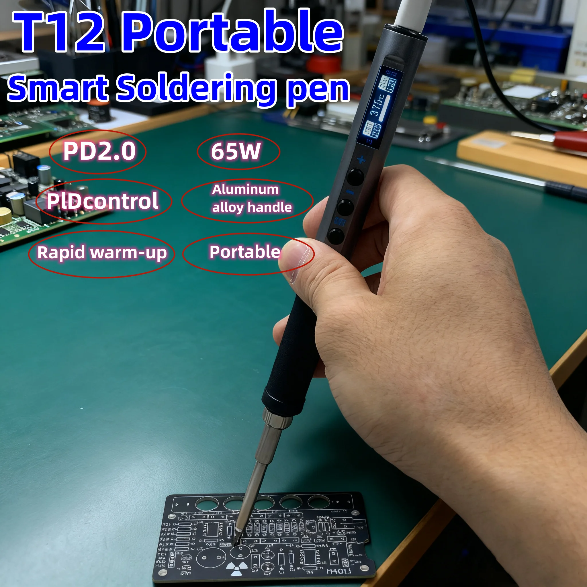 Portable T12 Electric Soldering Iron PD BC2 65W DC 72W CNC Metal Body Temperature Adjustable Solder Welding Station Fast Heating