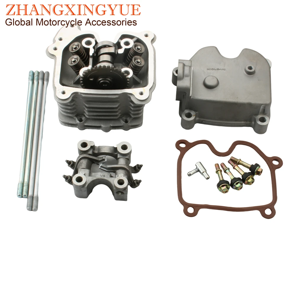 Scooter 4 Valve Racing Performance Cylinder Head Kit & Camshaft & Rocker Arm For GY6 G4 G3 125cc 150cc 152QMI 157QMJ GP110 4V