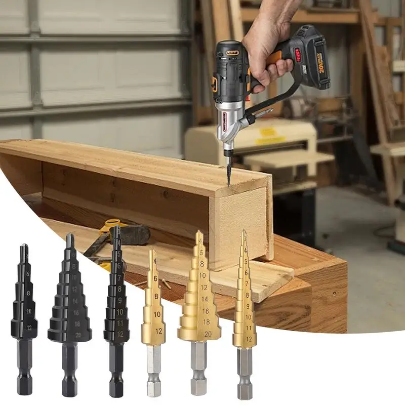 

Stainless Steel Drill Bits 3pcs Cone Drill Bit Metal Drill Bits Cobalt Drill Bit Set Tapered Drill Bits Step Drill Bits For