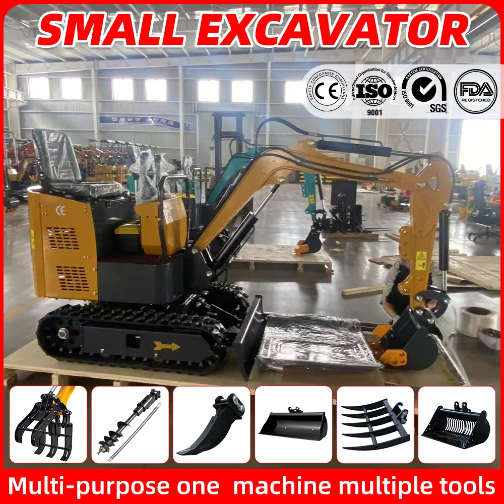 Mini escavatore agricolo da 1,2 tonnellate DDP Spedizione Micro escavatore idraulico Accessori completi Mini escavatore agricolo per motore Kubota CE/EPA