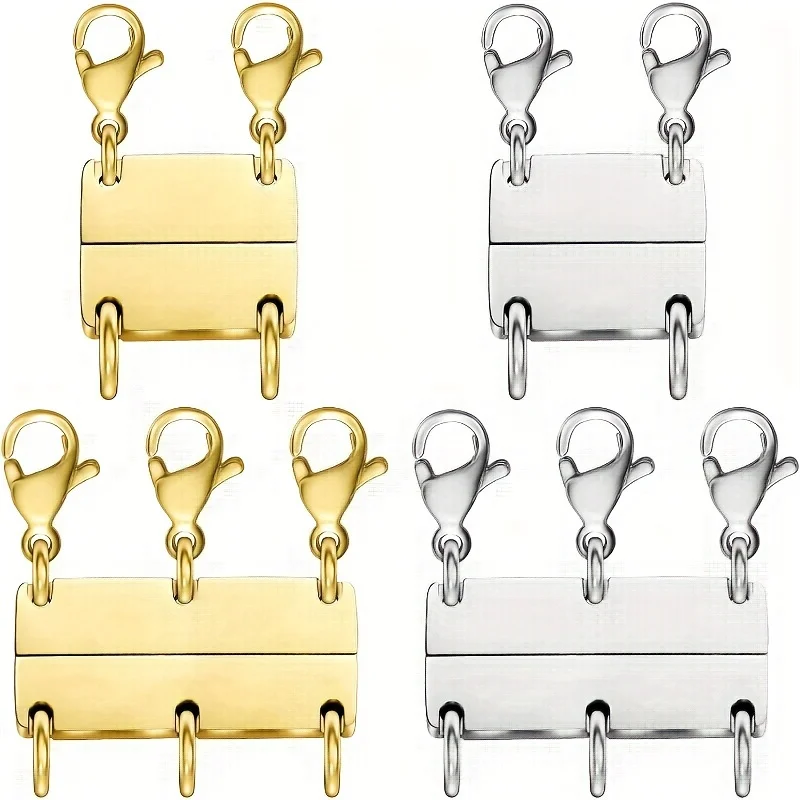 4pcs Necklace Clasp Layering Jewelry Clasp 18K Gold and Silver Separator for Stackable Necklaces and Chains