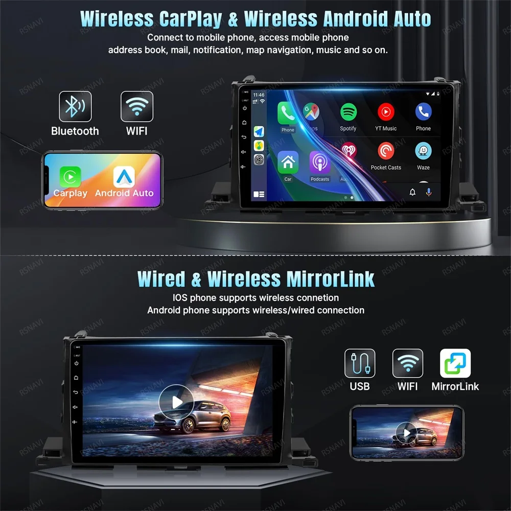 Android 14 Car Radio For Toyota Highlander 2014 2015 2016 2017 2018 2019 Carplay Auto Multimedia Video Player 4G WIFI GPS NAVI