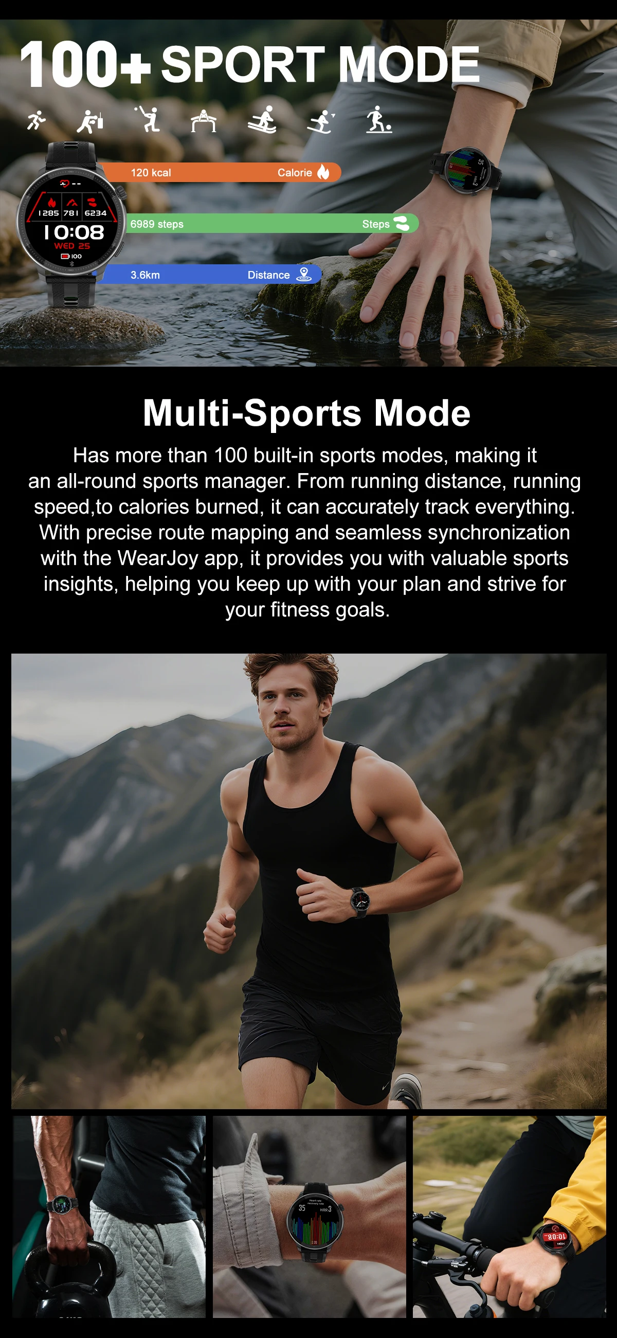 NEUE GPS-Offline-Karten-Smartwatch, 1,43 Zoll AMOLED-Militärsport-Smartwatch, 4 GB Speicher, Video-Player, 30 m, wasserdichtes Schwimmen-Armband – Detail 12