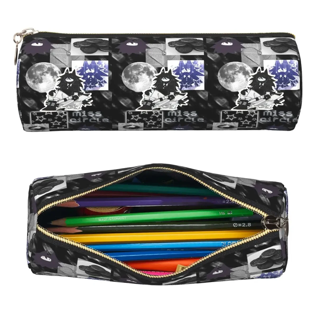 Miss Circle Game Pencil Case Pencil Pouch Cylinder Pen Box Pencil Bag for Kids Gifts