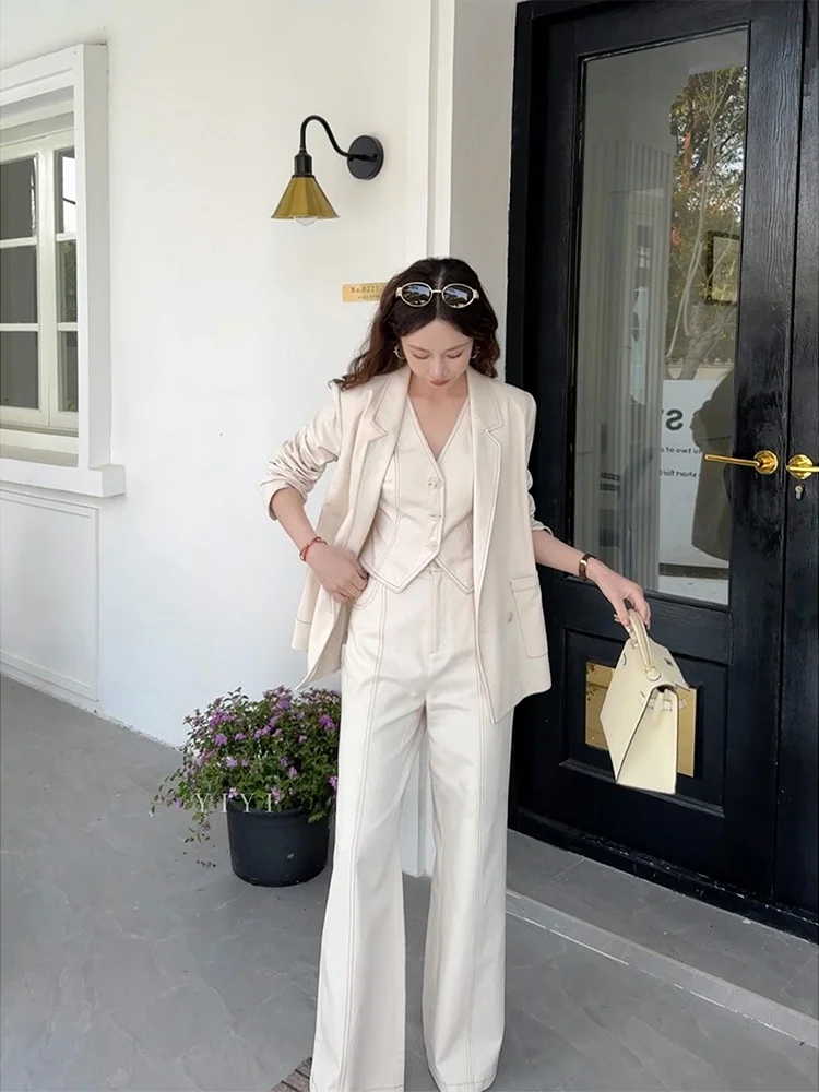 

Женский костюм Wall Street White Bull, повседневный джинсовый комплект, V-Ne Long Sve, весенняя модная верхняя одежда, топ и бот