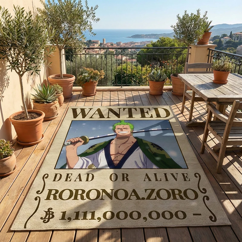Zoro Wanted-alfombra de una pieza diseñada con póster, alfombra decorativa antideslizante para dormitorio y sala de estar, colección de alfombras de regalo de cumpleaños