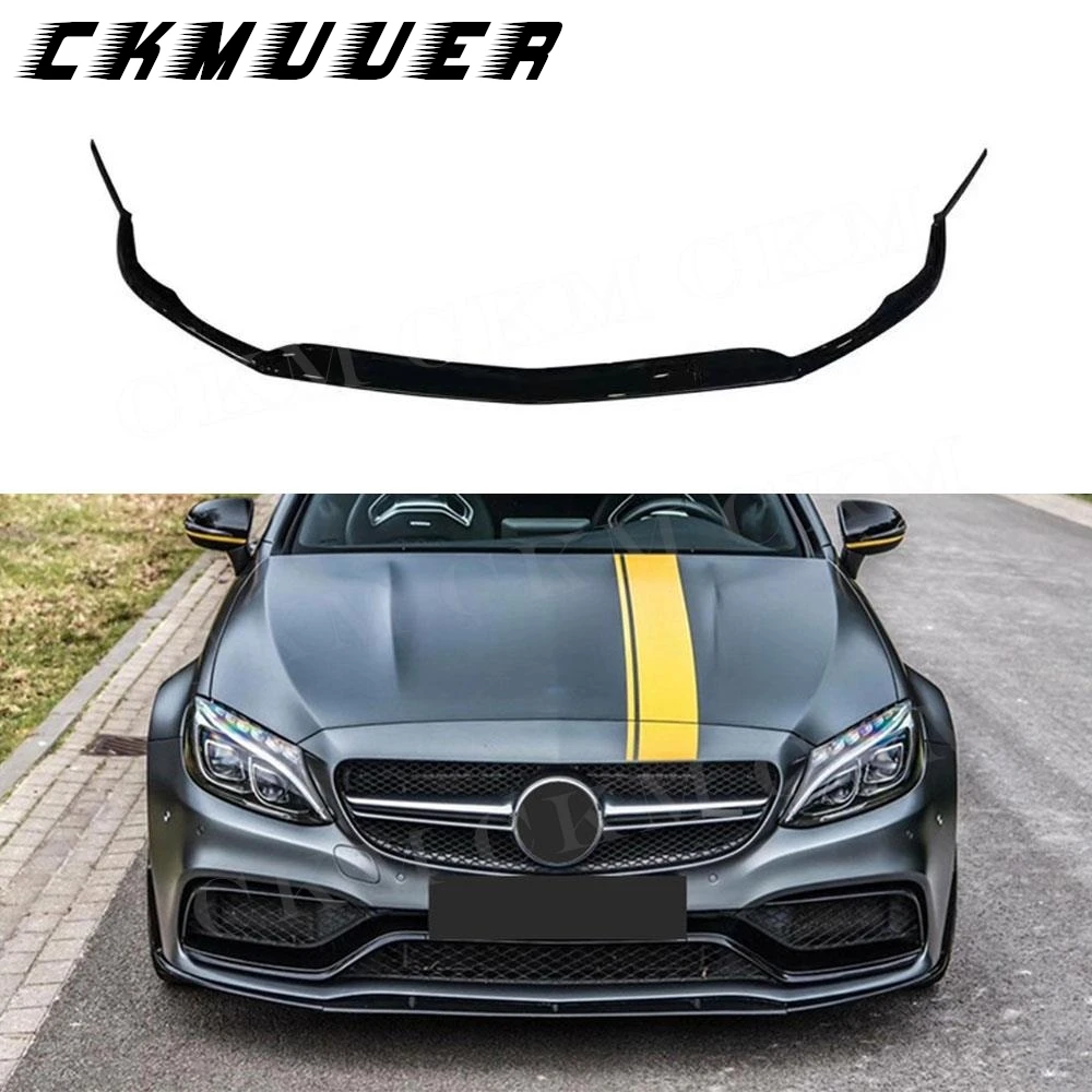 

CKMUUER ABS Carbon Look Front Bumper Lip Chin Spoiler for Mercedes Benz C Class C205 C63 AMG 2014 2015 2016 2017 2018 Body Kit