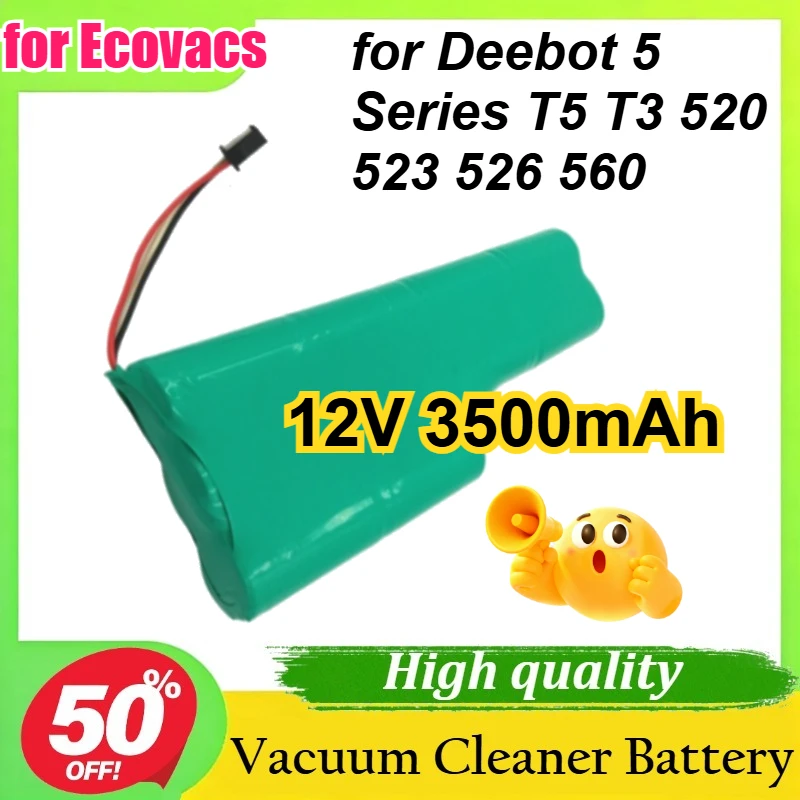 

12V 3500mAh for Ecovacs Deebot 5 Series T5 T3 520 523 526 560 Sweeping Robot Rechargeable Battery Replacement