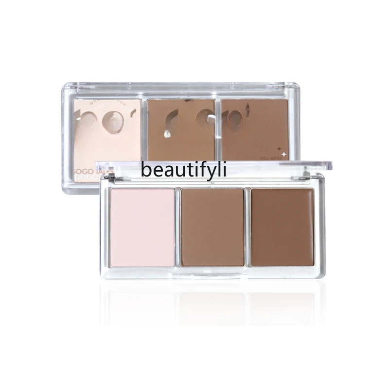 Three-Color Matte Highlight Contour Compact Shadow Nose Shadow Face Slimming Three-Dimensional Brightening Powder