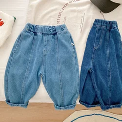 Loose New Kids Baby Boys Girls Solid Color Children Jeans Spring Autumn Casual Kids Baby Boys Girls Jeans 1-6Yrs