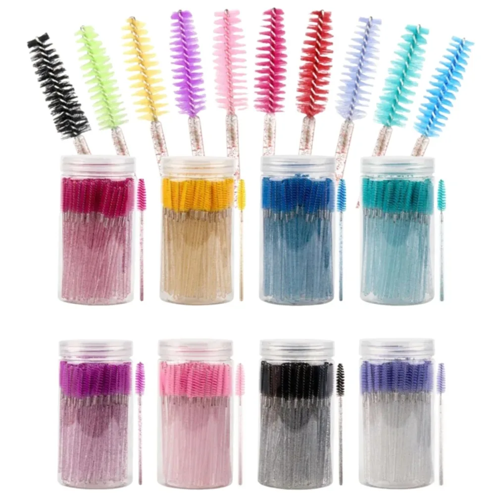 50 Stuks Wegwerp Wimper Borstels Buigbare Kristal Wenkbrauw Borstel Lash Extension Borstels Spoolies Mascara Wand Beauty Makeup Tools