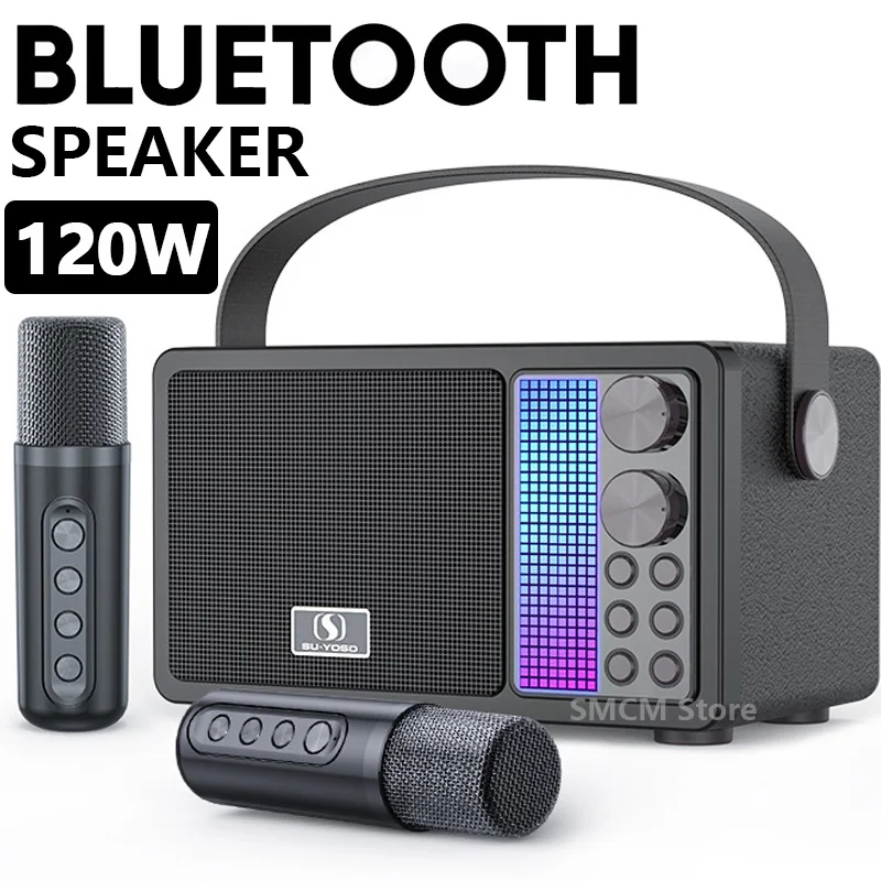 

120W High Power RGB Pickup Rhythm Light Wireless Portable Microphone Bluetooth Speaker Sound Family Karaoke TF Subwoofer Ys-603