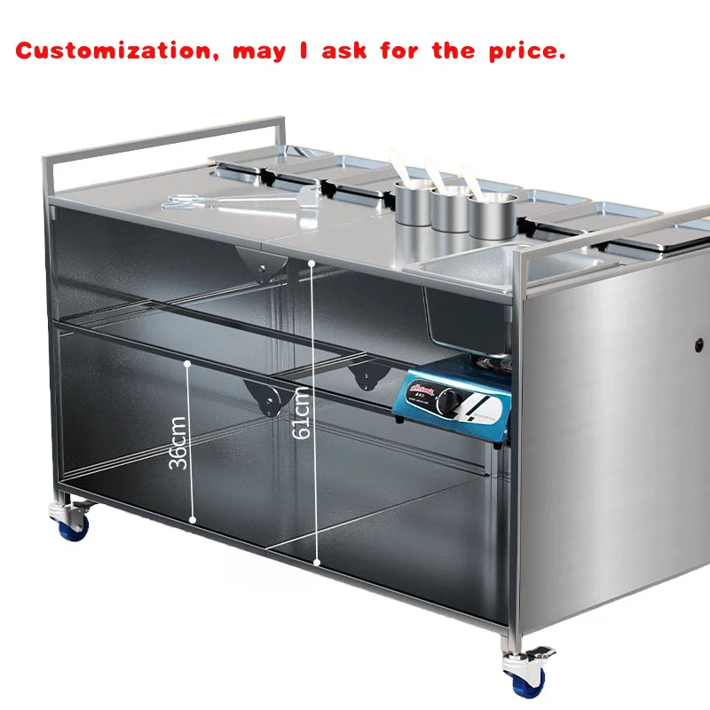 

Складная коммерческая тележка для закусок из нержавеющей стали, обеденная тележка для рынка, мобильная тележка, многофункциональная тележка, складная тележка для продажи с