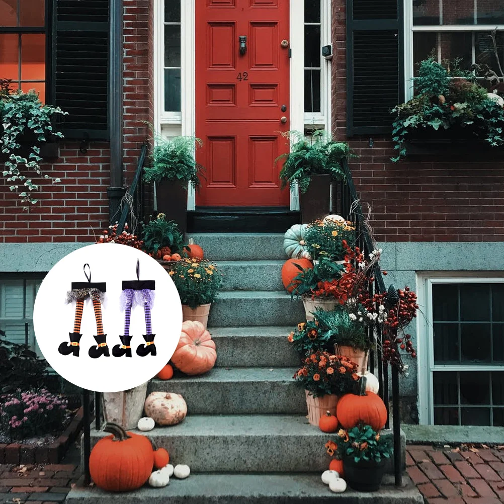 

2pcs Witch Legs Hanging Decor Halloween Party Prop Spooky Haunted House Decoration Festival Ceiling Ornament Lightweight Creepy