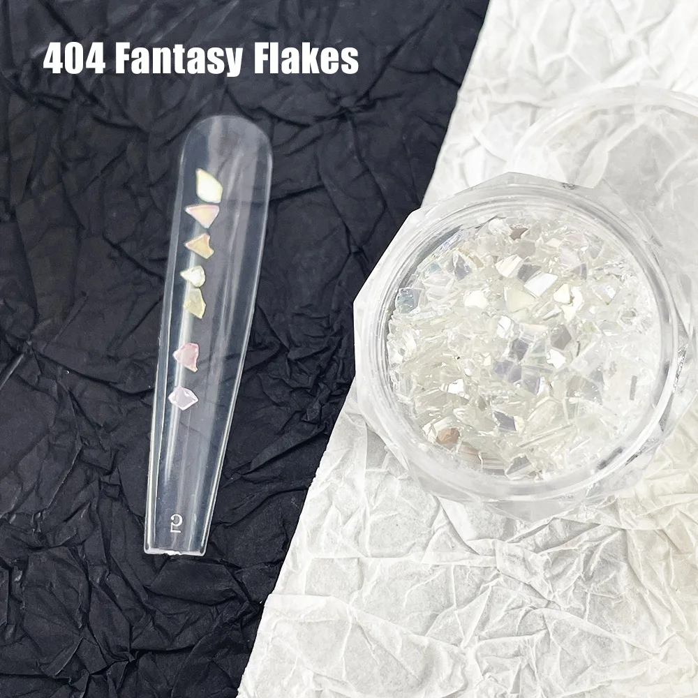 

-Fantasy Flakes- Irregular Glass Pieces Ice Freezen Mirron Fragments Macaroon Chrome Glass DIY Nail Tip Adorn Enhancement 404art