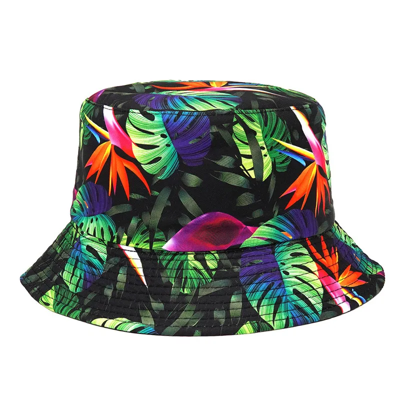 2022 Cotton Plant Print Two Sides Wear Bucket Hat Fashion Joker Outdoor Travel Sun Cap For Men And Women 159