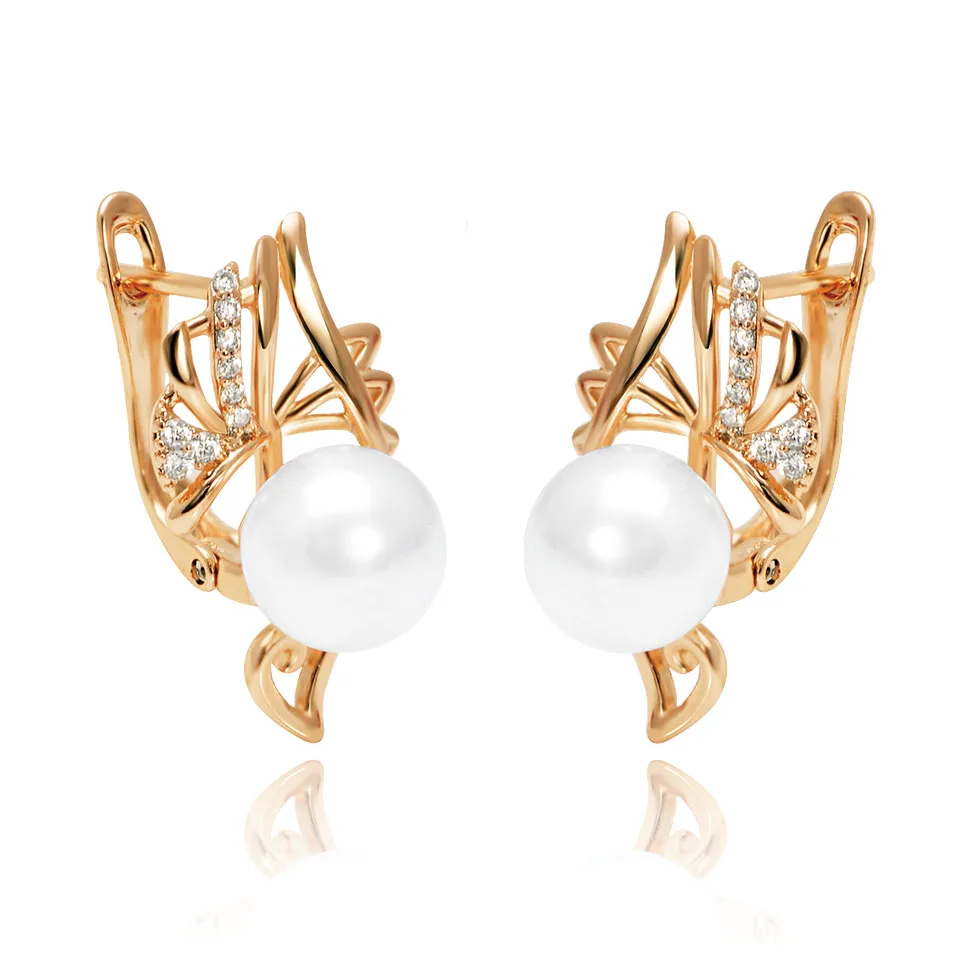 XP Jewelry --- Elegant Pearls Hoop Earrings for Women Fashion Jewelry Whtie / Gold Color