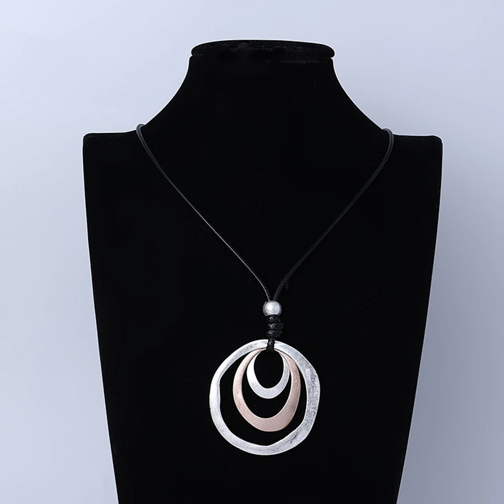 Korean Fashion Long Necklace Suspension Silver Color Round Pendants Goth Jewelry Accessories for Women Trending Products New in