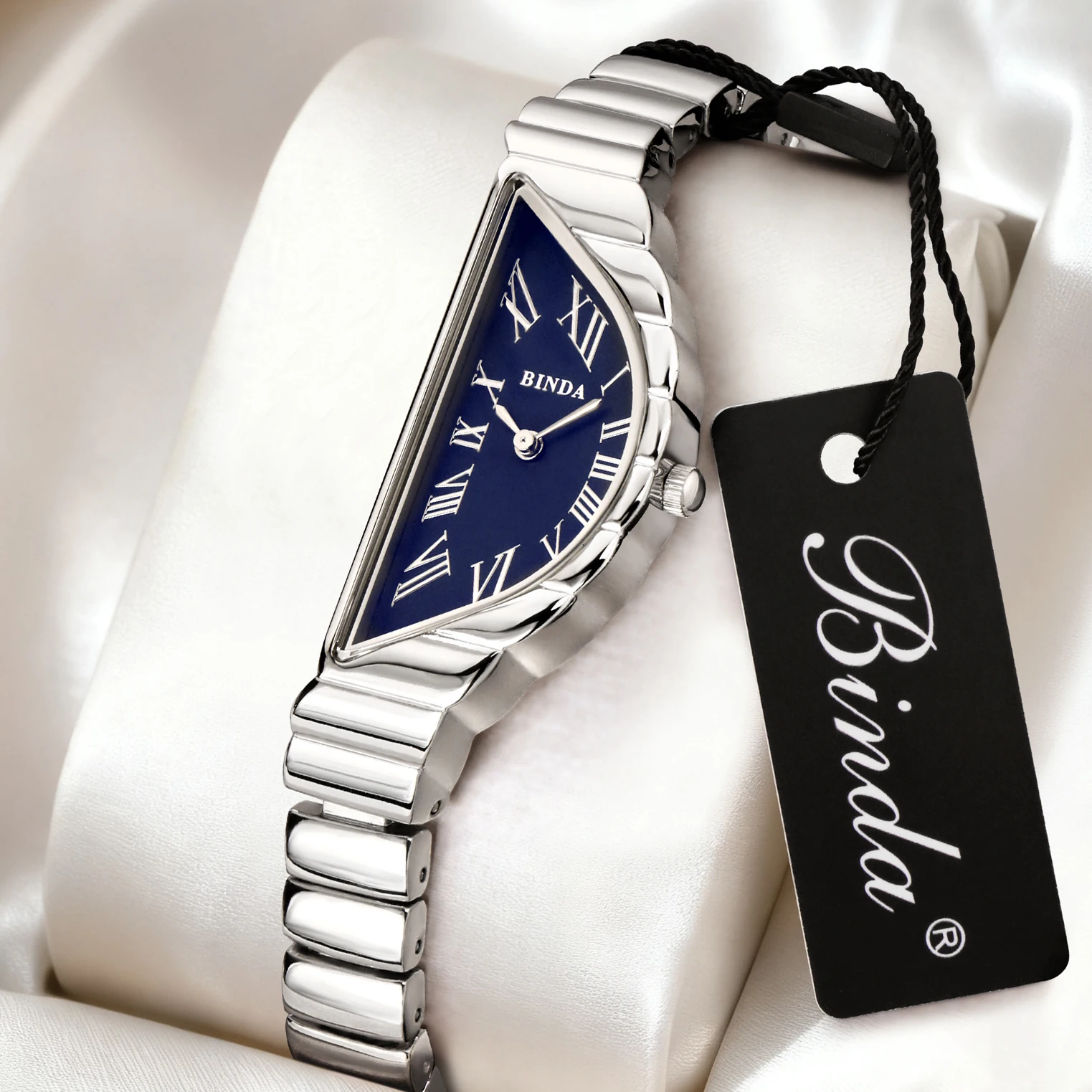 

Женские золотые кварцевые часы Binda – изогнутый белый циферблат, полукруглые римские индексные метки, водонепроницаемость 30 м, подарочный набор в коробке