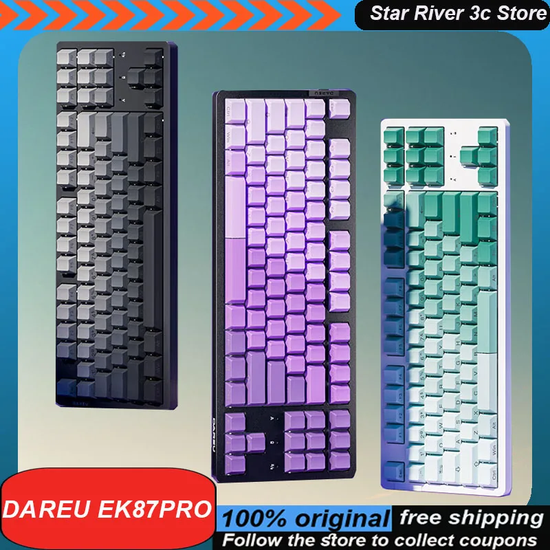 Dareu Ek87pro Mechanical Keyboard Wireless 3mode  Pbt Gradient Keycaps Hot Swappable Rgb Customized Laptop Gaming Keyboard Gift