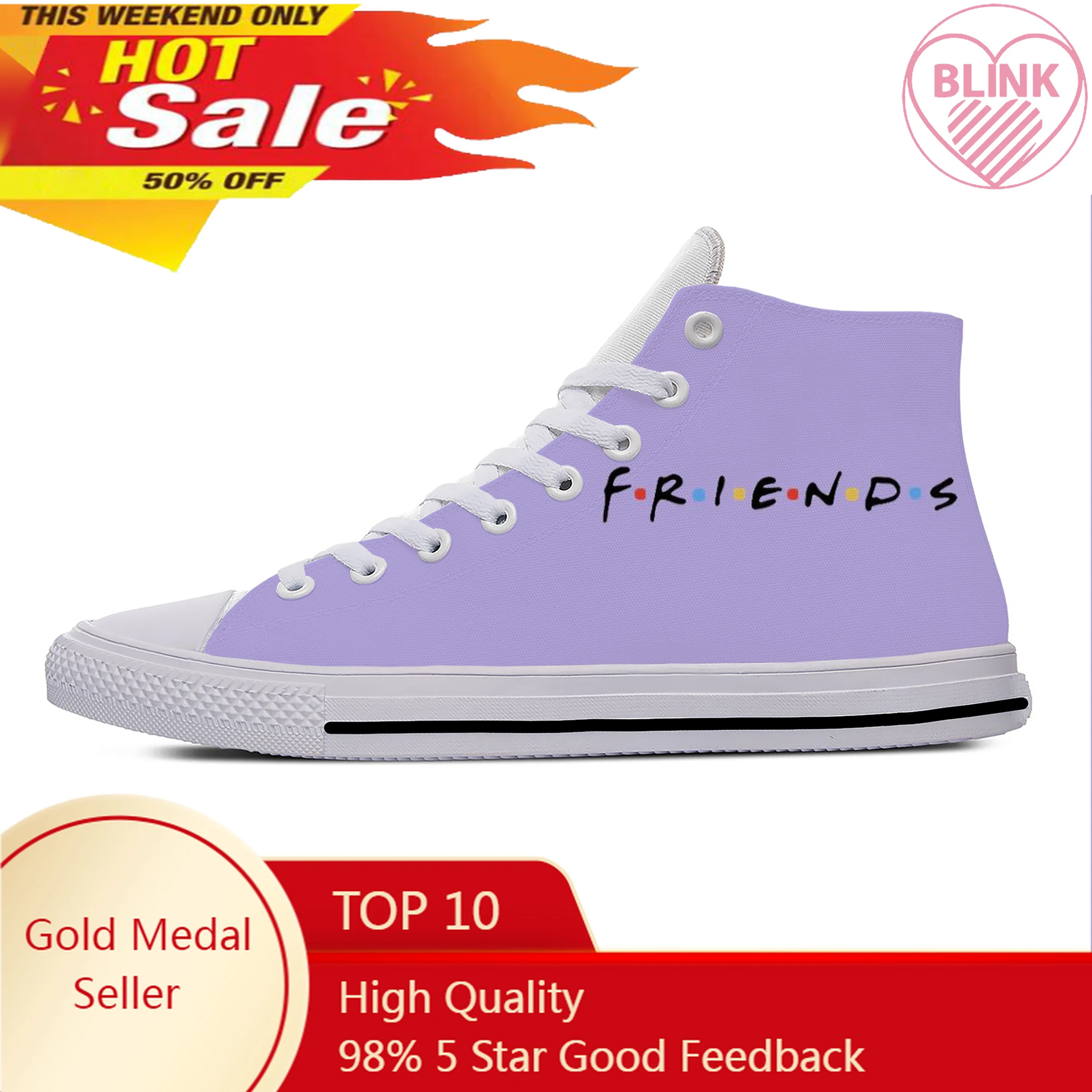 Friends TV Show Anime Cartoon Cute Fashion Funny Casual Cloth Shoes High Top Lightweight Breathable 3D Print Men Women Sneakers