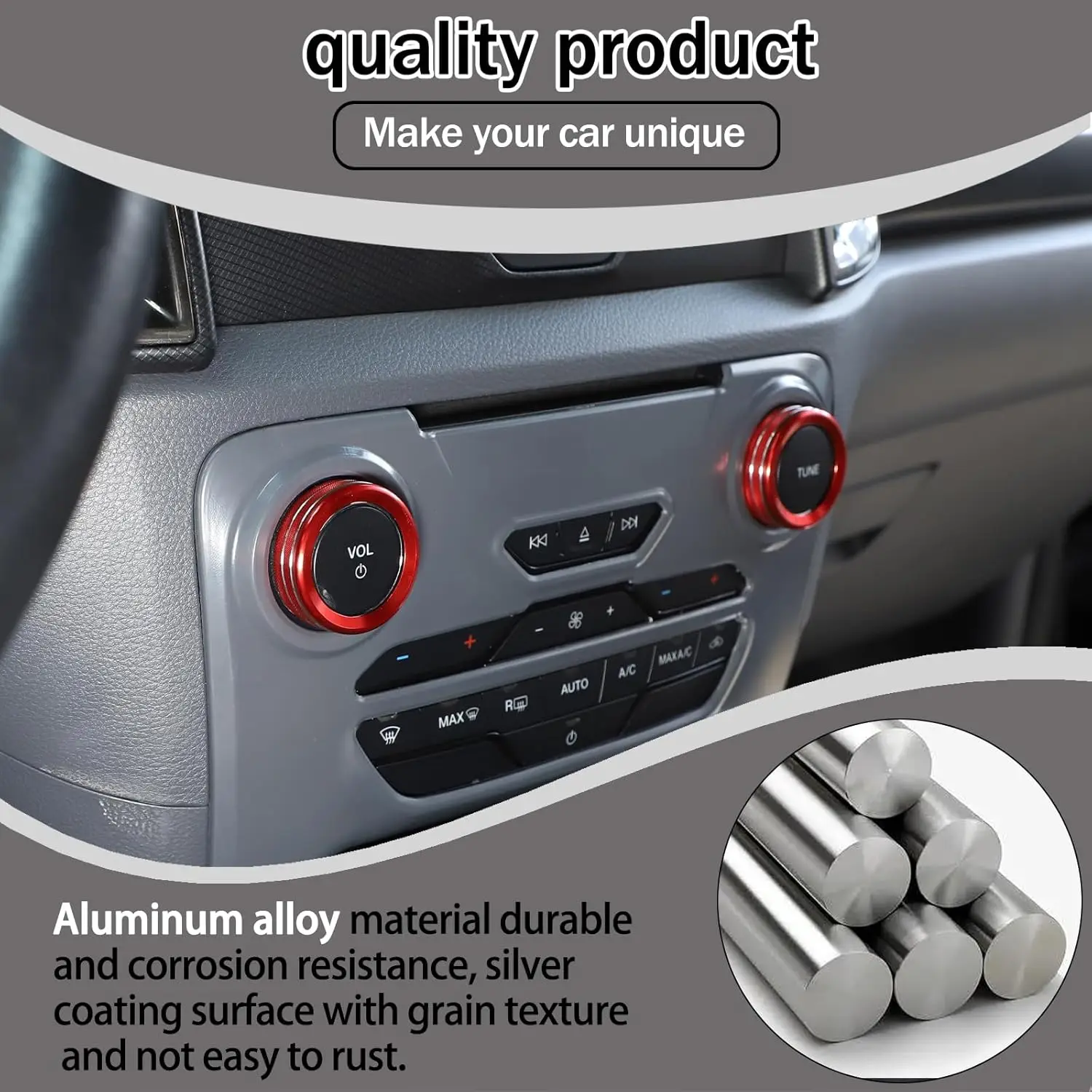 

Car Knob Volume Media Headlight Switch Four-Wheel Drive Knob Ring Cap For Ford Ranger Wildtrak 2015-2022 Decorative Accessories