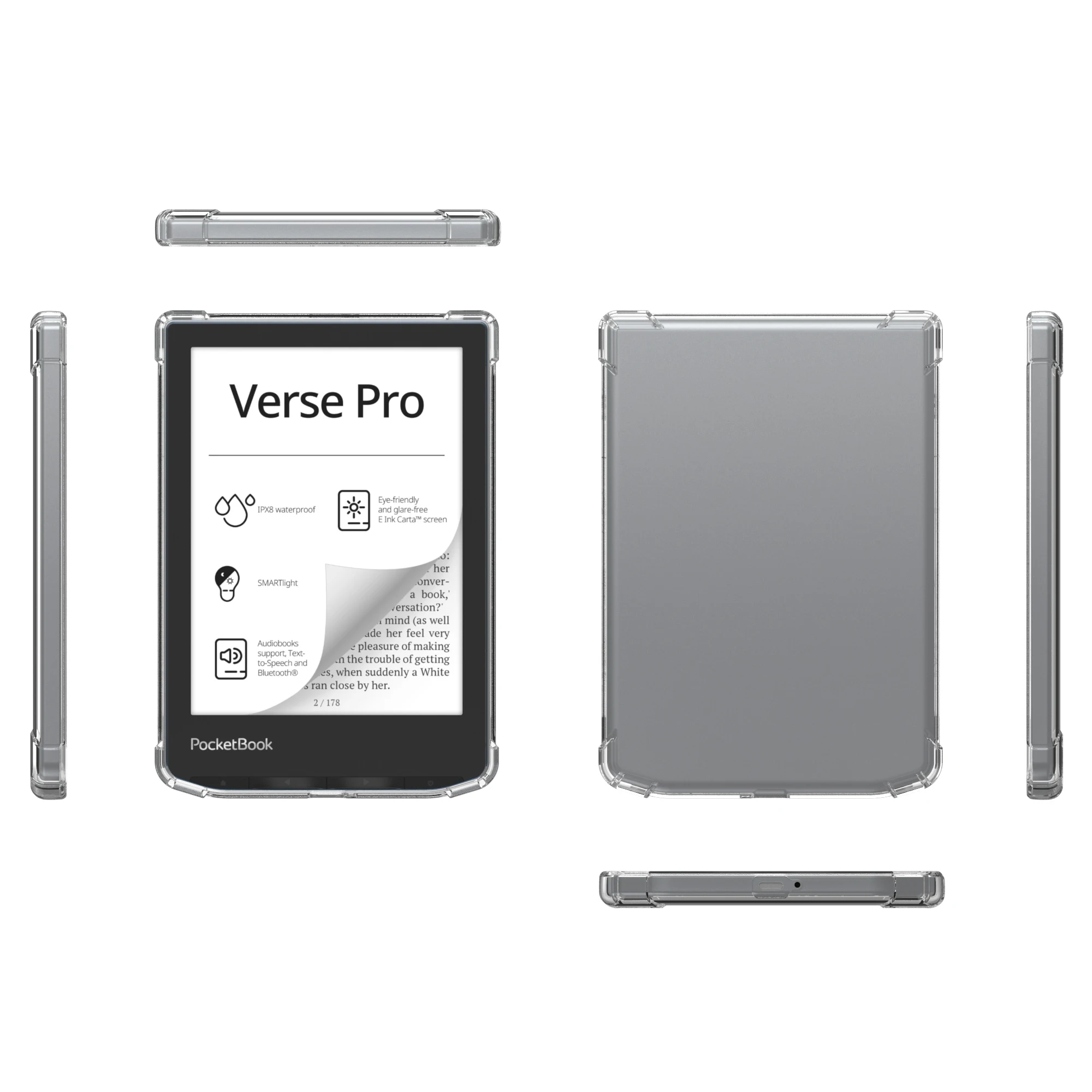 Clear Case for Pocketbook 629 Verse/634 Verse Pro Color e-Reader - Ultrathin Lightweight Transparent Flexible Soft Back Cover